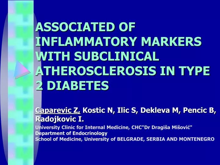 associated of inflammatory markers with subclinical atherosclerosis in type 2 diabetes
