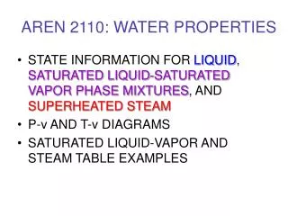 AREN 2110: WATER PROPERTIES