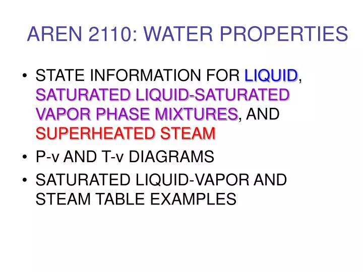 aren 2110 water properties