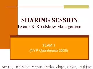SHARING SESSION Events &amp; Roadshow Management