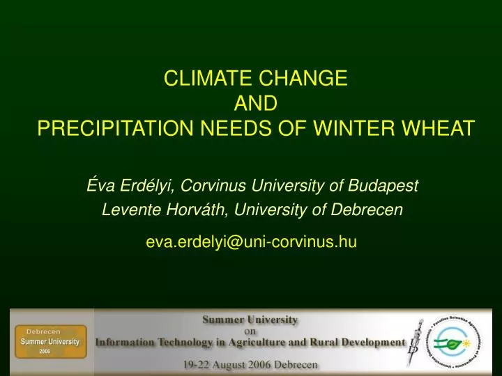 c limate change and precipitation needs of winter wheat