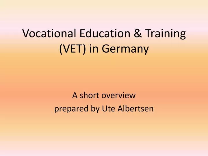 vocational education training vet in germany