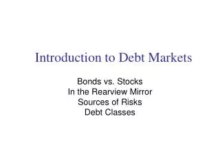 Introduction to Debt Markets