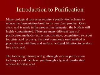 Introduction to Purification