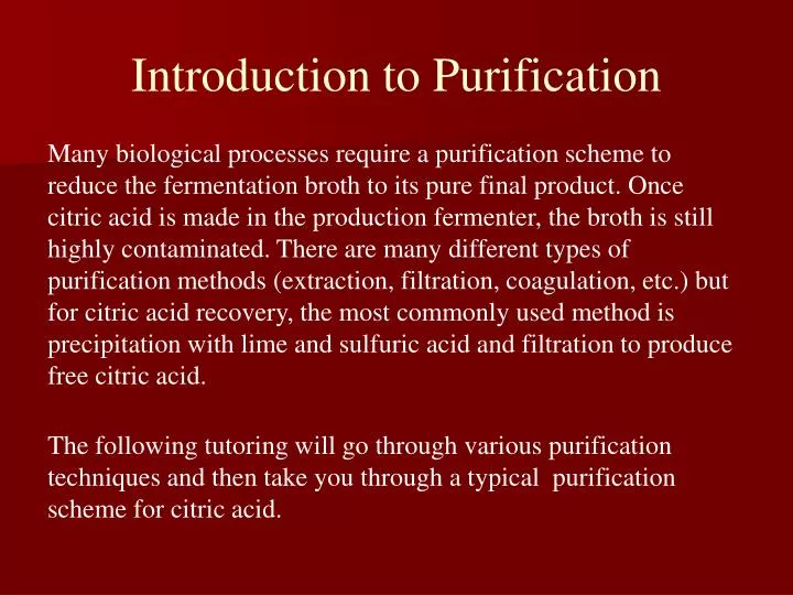 introduction to purification