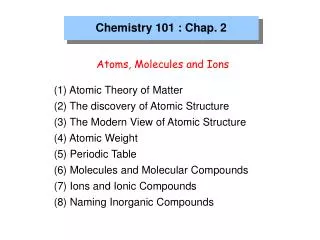 Chemistry 101 : Chap. 2