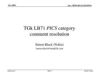 TGk LB71 PICS category comment resolution