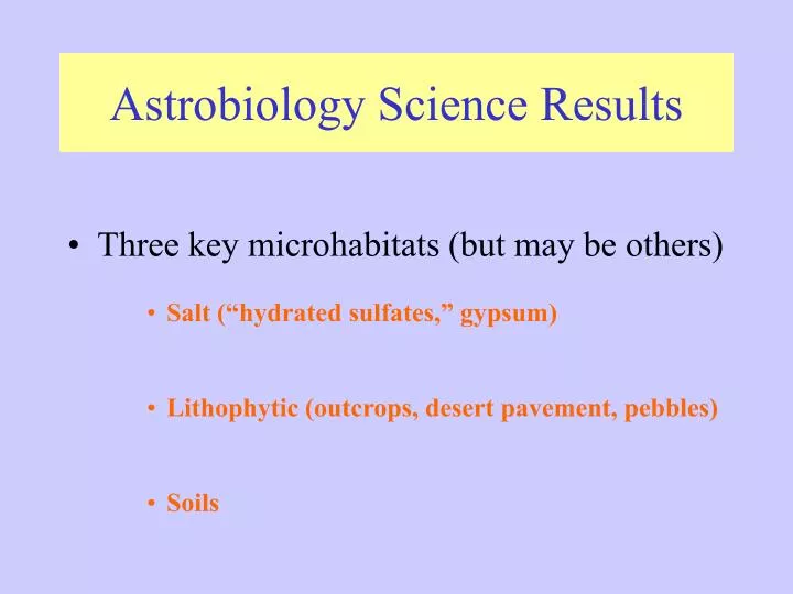 astrobiology science results