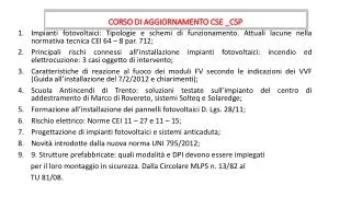 corso di aggiornamento cse csp