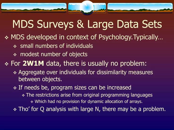 mds surveys large data sets