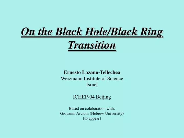 on the black hole black ring transition