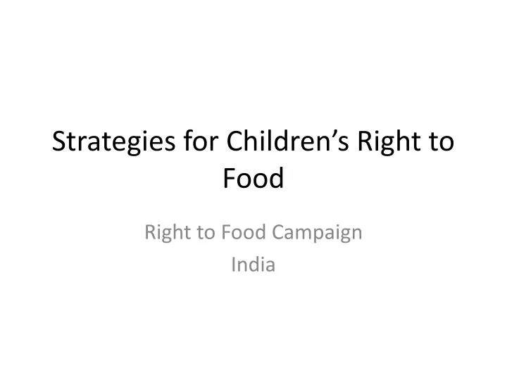 strategies for children s right to food