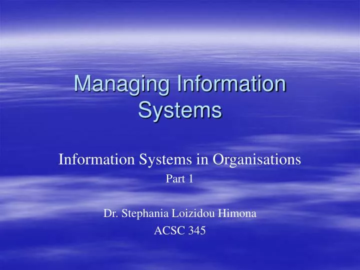managing information systems
