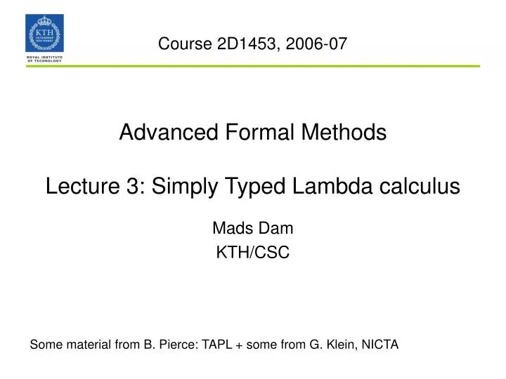 advanced formal methods lecture 3 simply typed lambda calculus