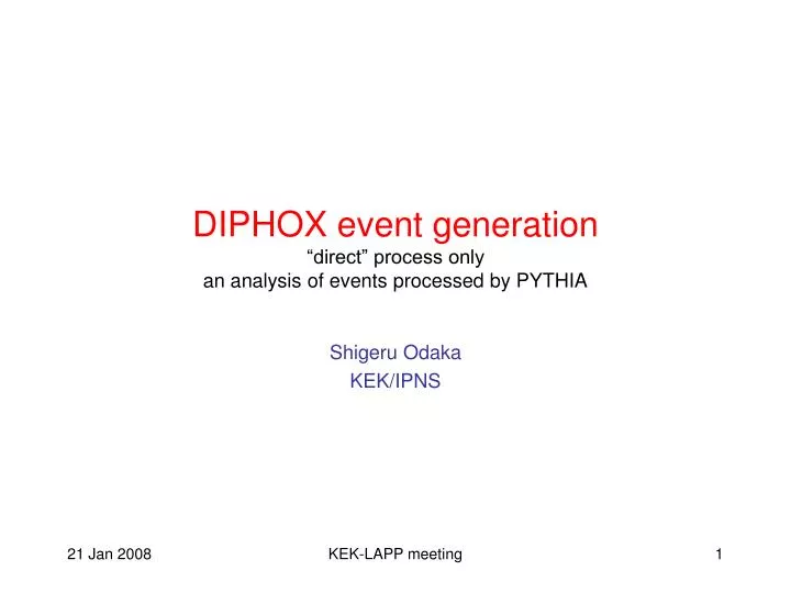 diphox event generation direct process only an analysis of events processed by pythia
