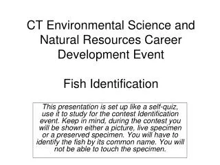 CT Environmental Science and Natural Resources Career Development Event Fish Identification