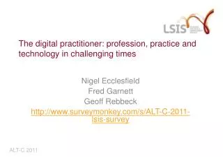 The digital practitioner: profession, practice and technology in challenging times
