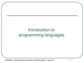 Introduction to programming languages