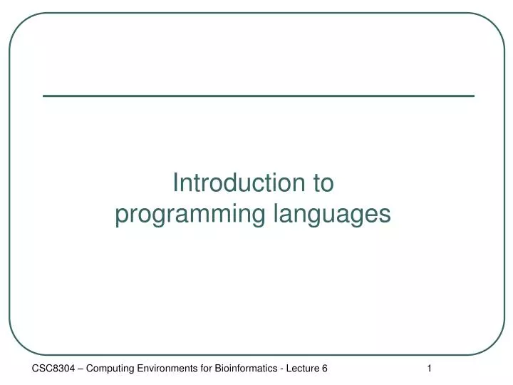 introduction to programming languages