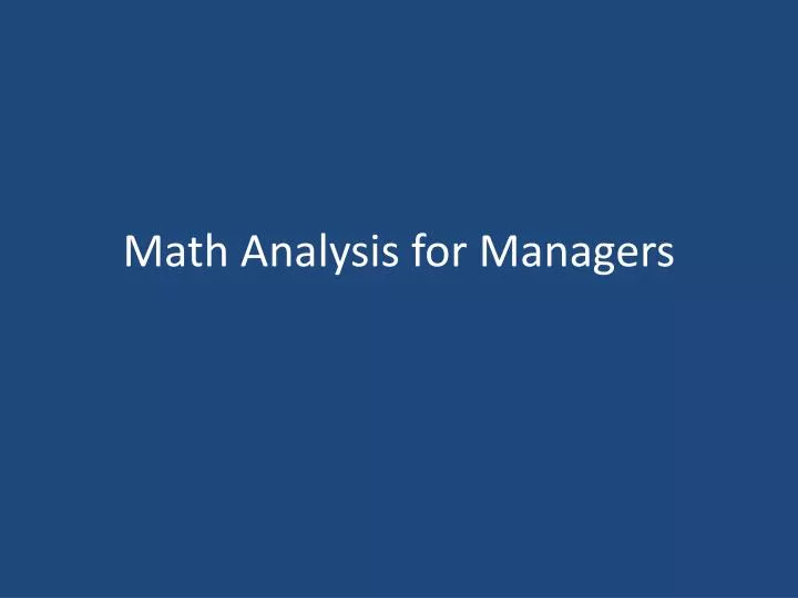 math analysis for managers