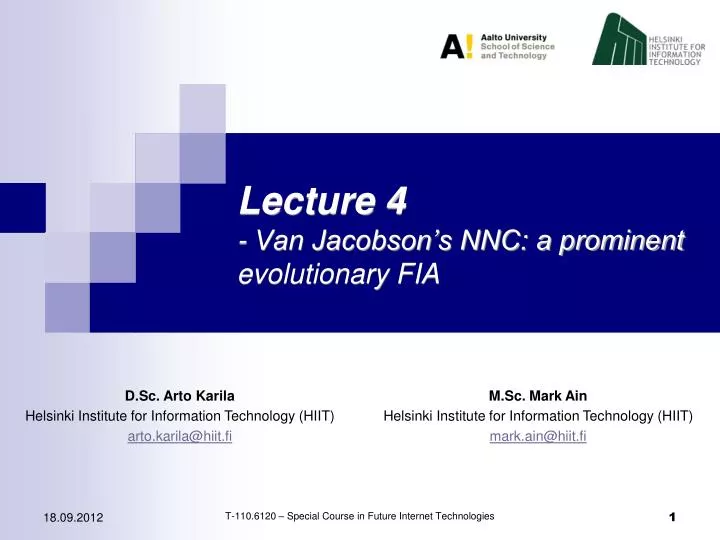 lecture 4 van jacobson s nnc a prominent evolutionary fia