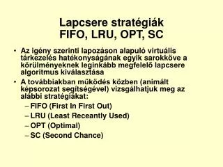 lapcsere strat gi k fifo lru opt sc