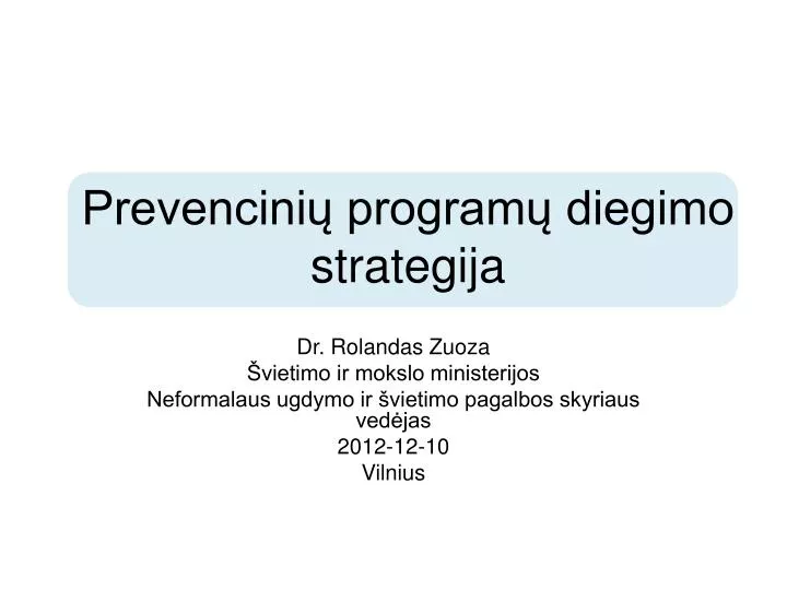 prevencini program diegimo strategija