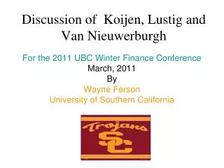 Discussion of Koijen, Lustig and Van Nieuwerburgh