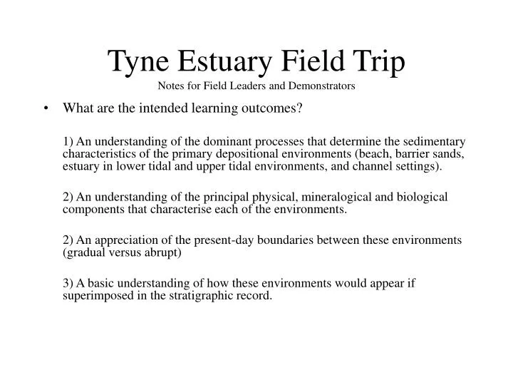 tyne estuary field trip notes for field leaders and demonstrators