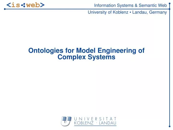 ontologies for model engineering of complex systems