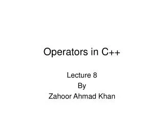 Operators in C++