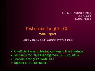 Test suites for gLite CLI