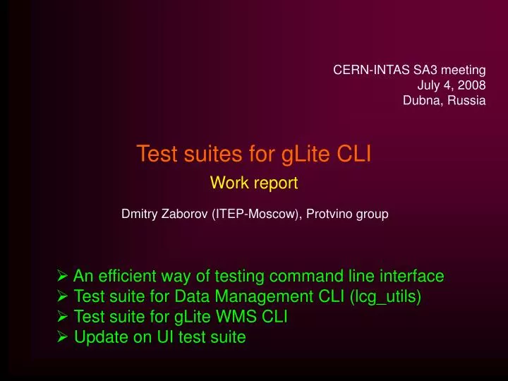 test suites for glite cli