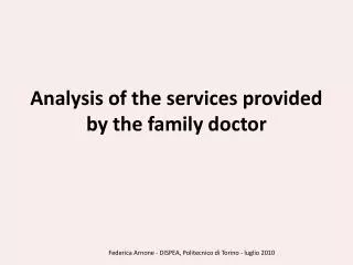 analysis of the services provided by the family doctor