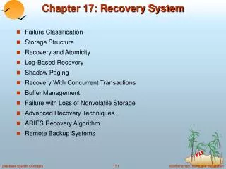 Chapter 17: Recovery System