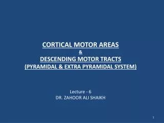 CORTICAL MOTOR AREAS &amp; DESCENDING MOTOR TRACTS (PYRAMIDAL &amp; EXTRA PYRAMIDAL SYSTEM)