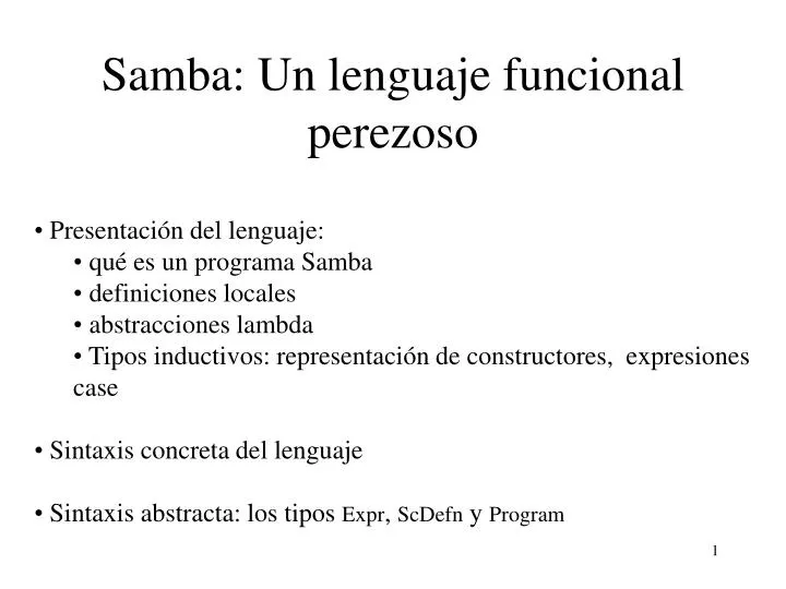 samba un lenguaje funcional perezoso