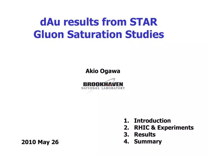 dau results from star gluon saturation studies