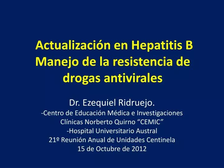 actualizaci n en hepatitis b manejo de la resistencia de drogas antivirales