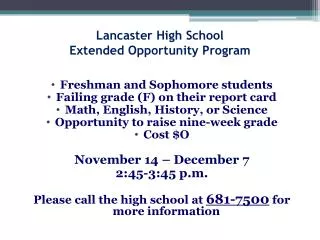 Lancaster High School Extended Opportunity Program