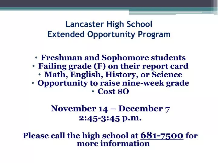 lancaster high school extended opportunity program