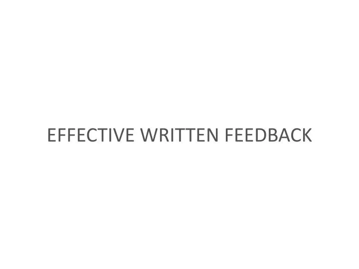 effective written feedback