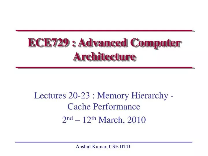 ece729 advanced computer architecture