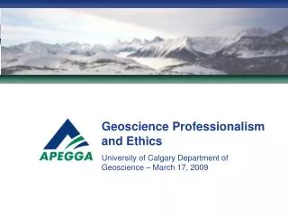 Geoscience Professionalism and Ethics