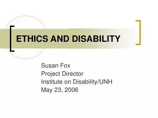 ethics and disability