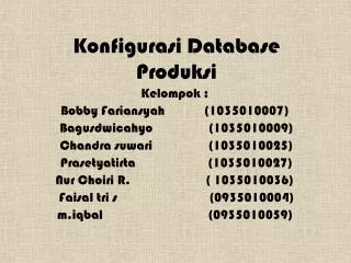 konfigurasi database produksi
