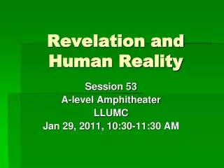 Revelation and Human Reality