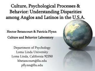 Department of Psychology Loma Linda University Loma Linda, California 92350 hbetancourt@llu