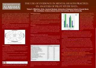 THE USE OF EVIDENCE IN MENTAL HEALTH PRACTICE: AN ANALYSIS OF PILOT STUDY DATA.