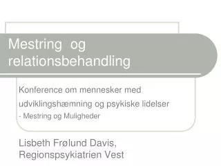 mestring og relationsbehandling
